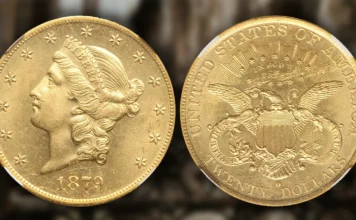 1879-O Liberty Head Double Eagle. Image: Heritage Auctions / CoinWeek.