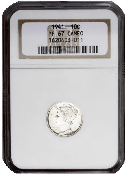 The only 1941 Mercury Dime Proof with a Cameo designation. Image: Heritage Auctions.