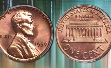 1959 Lincoln Memorial Cent. Image: Heritage Auctions / Adobe Stock.