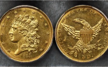 Classic Head Half Eagle. Image: Stack's Bowers / CoinWeek.