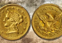 1850-C Liberty Head Quarter Eagle. Image: Stack's Bowers / CoinWeek.