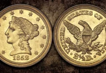 1852-D Liberty Head Quarter Eagle. Image: Heritage Auctions / CoinWeek.