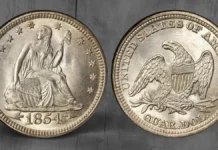 1854 Liberty Seated Quarter. Image: Stack's Bowers / CoinWeek.