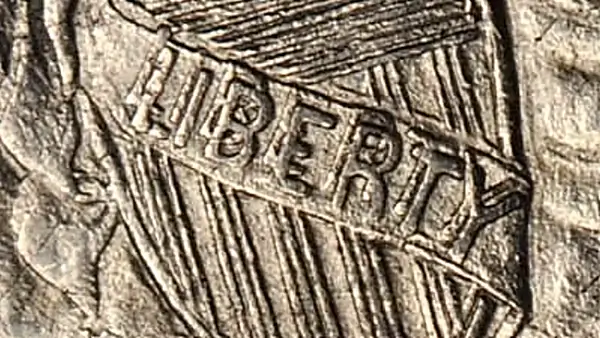 Doubling of the word LIBERTY is present on all known 1876-CC Twenty-Cent Pieces. Image: Stack’s Bowers.