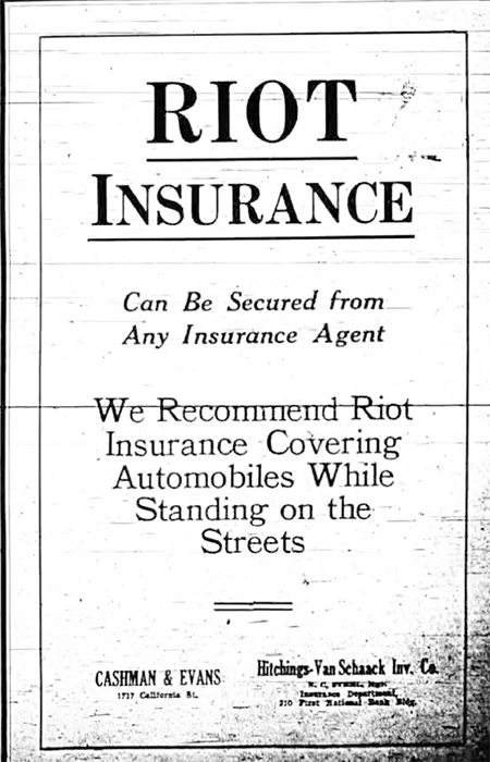 Ad for Riot Insurance.