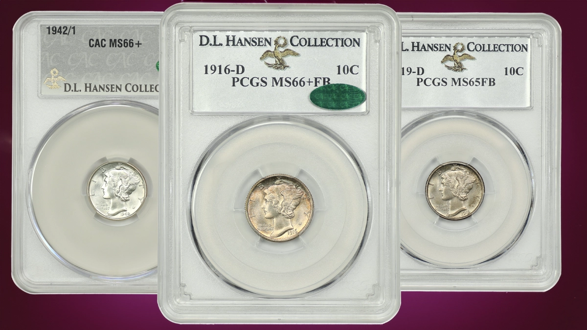 A selection of stunning Del Loy Hansen Mercury Dimes. Image: DLRC / CoinWeek.