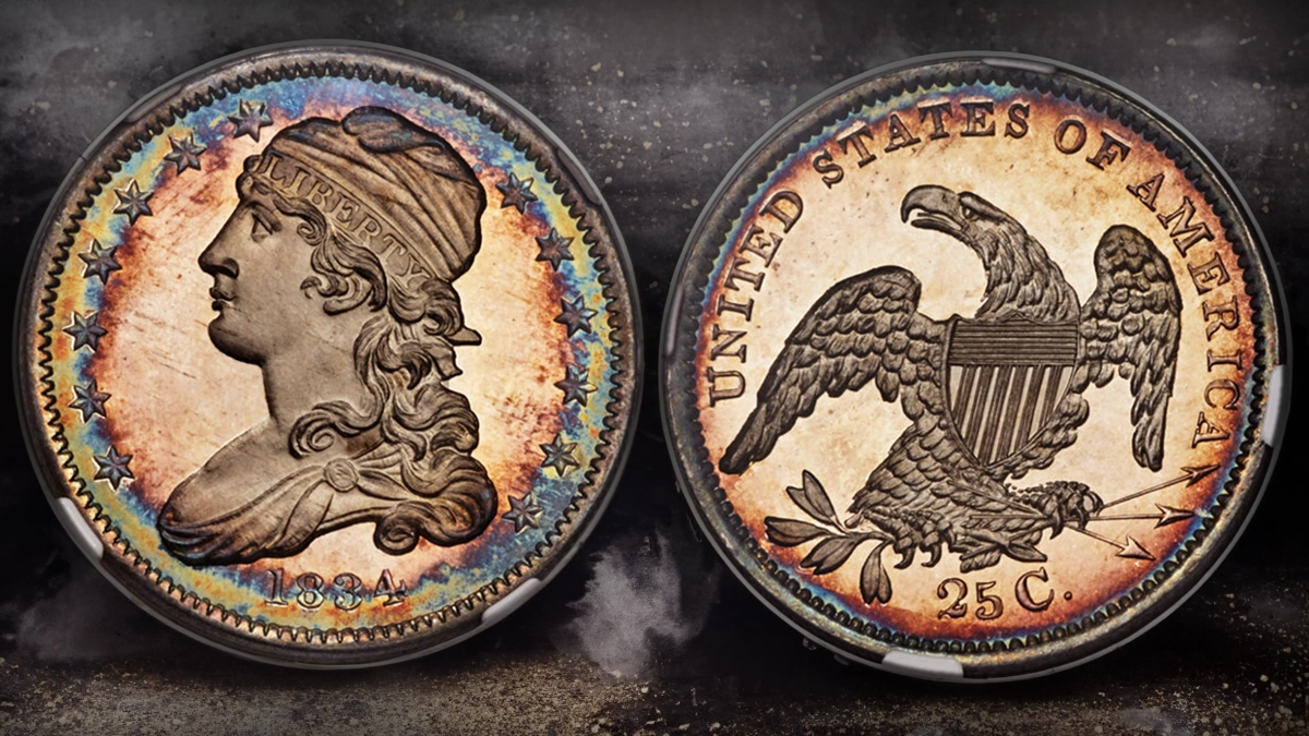 1834 Capped Bust Quarter Proof, B-2. Image: Heritage Auctions / CoinWeek.
