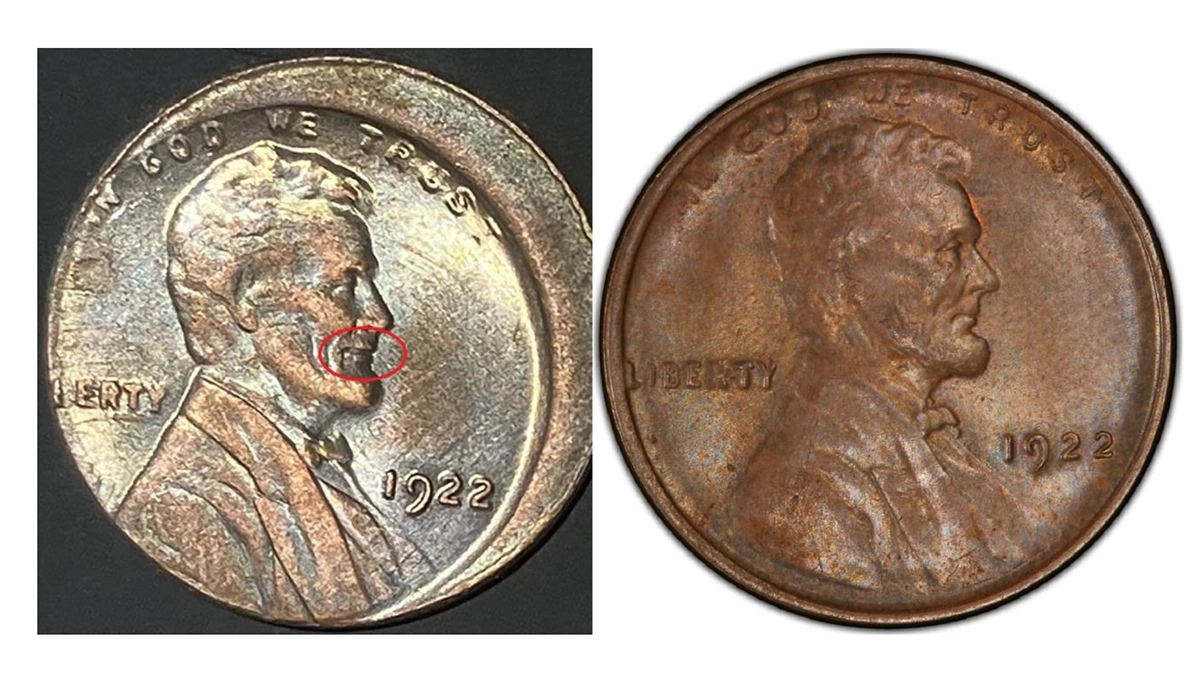 RBC fake (on the left); Genuine example courtesy PCGS (on the right).