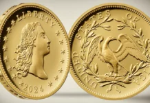 2024 Flowing Hair $1 Gold Coin. Image: U.S. Mint/CoinWeek.