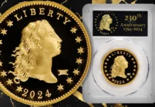 2024 Flowing Hair Dollar Gold Coin with Privy Mark. Image: Stack's Bowers/CoinWeek.