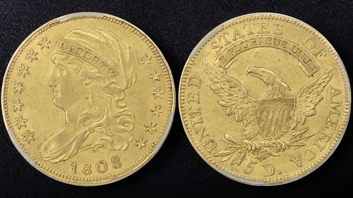 CACG MS61 1808/7 Capped Bust Half Eagle. Image: DLRC / CoinWeek.