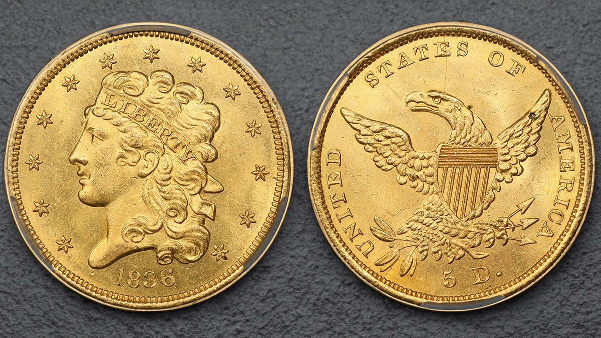CAC MS63 1836 Classic Head Half Eagle. Image: GreatCollections.