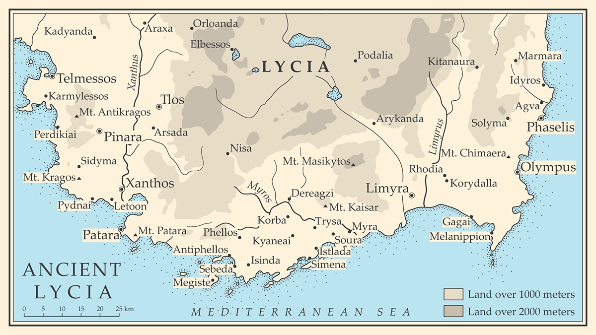 Figure 1: Map of Ancient Lycia. Image: Cattette.