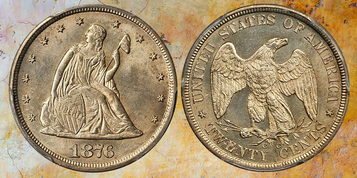 1876-CC Twenty-Cent Piece. MS-65 (PCGS). Secure Holder.