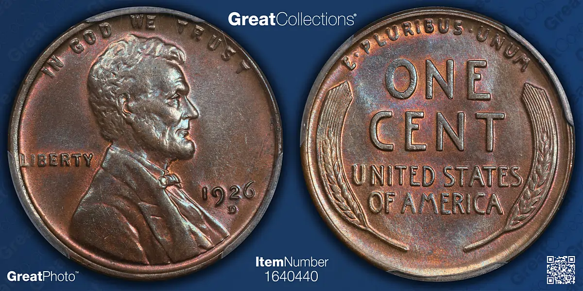 Photo By Great Collections - 1926-D Lincoln Cent PCGS MS-65 BN (Toned)