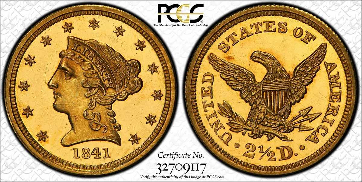 1841 Liberty Head Quarter Eagle. John Dannreuther-1, the only known dies. Rarity-6+. Proof-64 Cameo (PCGS). CAC.