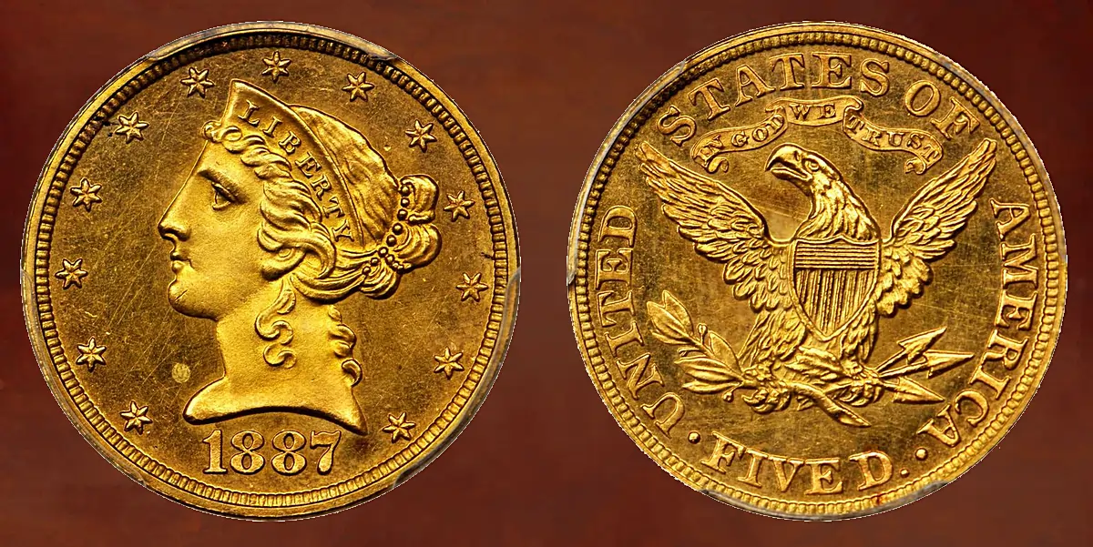 1887 Liberty Half Eagle. Proof-64+ (PCGS). CAC.