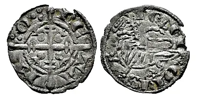 Coins of Medieval Spain - Fernando III (1217-1252). Dinero. Coruña. (Bautista-328.2). (Abm-211). Bi. 0,77 g. The O of MONETA between three roundels on each side. - Tauler & Fau Auction 121 - 31 January 2023