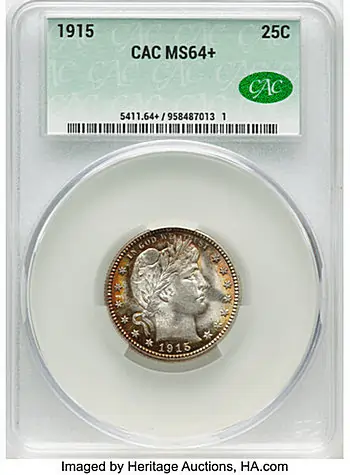 CACG graded MS-64+ 1915 quarter