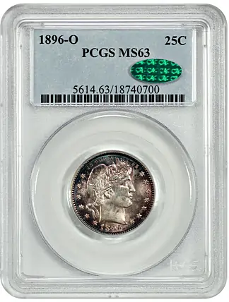 CAC approved MS-63 grade 1896-O quarter