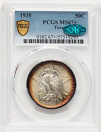 1935 50C Texas, MS67+ PCGS. CAC