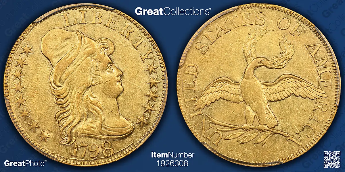 Great Collections - 1798 Capped Bust Right Gold Half Eagle, Small Eagle BD-1 PCGS AU-55