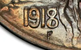 Overdate Details on 1918-7-D Buffalo Nickel