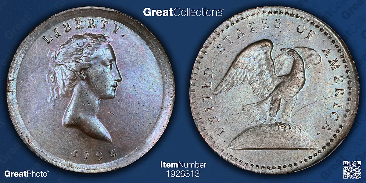 Pattern 1792 Wright Eagle on Globe Quarter Judd-12 PCGS SP-63 BN (CAC Green)