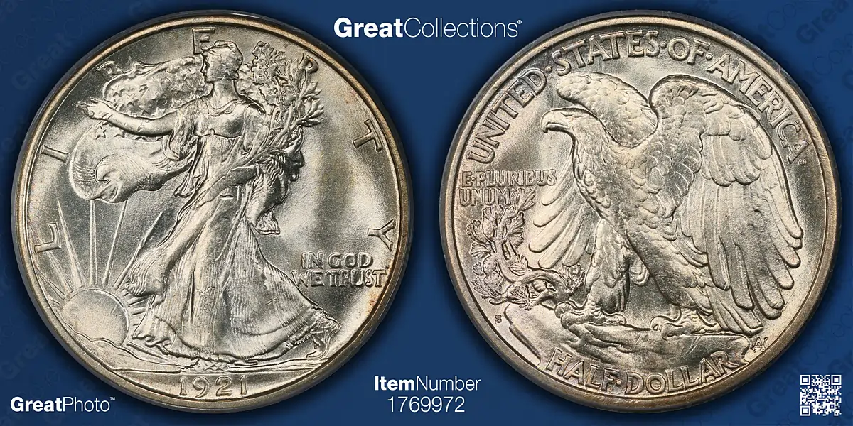 アメリカ合衆国 鷲と女性デザイン  1921 My Coin's Story: 1921-S Walking Liberty Half Dollar - American