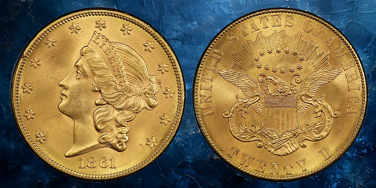 1861 Paquet Double Eagle PCGS MS67 with CAC Approval - Sold in 2021 for $7.2 Million