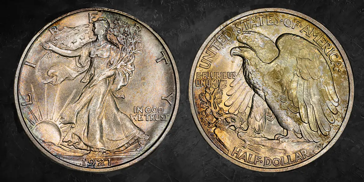 アメリカ合衆国 鷲と女性デザイン  1921 1921-S Walking Liberty Half Dollar Value and Rarity Guide
