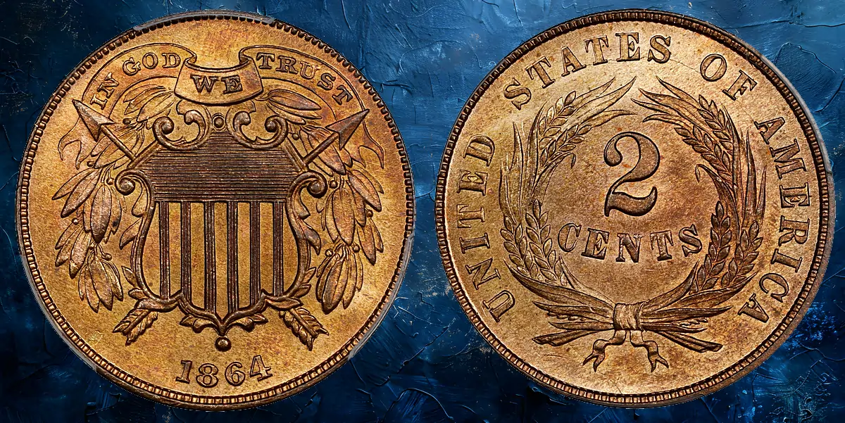 1864 Two-Cent Piece. FS-401. Small Motto. MS-66 RD (PCGS).