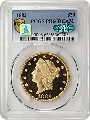 1882 Liberty Head Double Eagle. JD-1. Rarity-6+. Proof-66 Deep Cameo (PCGS). CAC. CMQ.