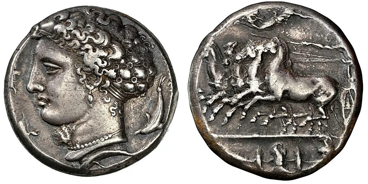 GREEK. SICILY. Syracuse. Dionysios I. (Tyrant, 407-367 BC). Struck c. 405-400 BC. AR Decadrachm. NGC VF (Very Fine)