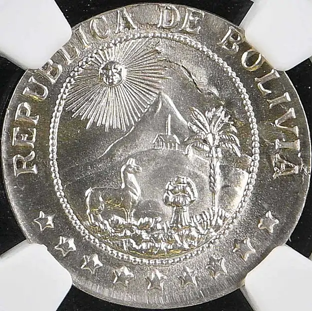 Unique Bolivia 1942 50 Centavos Struck on a U.S. Wartime Nickel Planchet