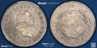 1795 Flowing Hair Silver Dollar B-7 BB-18 Silver Plug PCGS AU-55 From Selections from the MJ Sullivan Collection