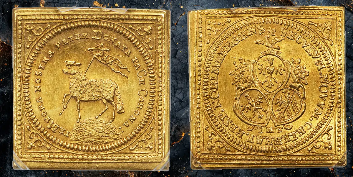 Nürnberg. Free City gold Klippe "Piefort" 2 Ducats 1700-Dated (1755-1764)-IMF MS61 PCGS