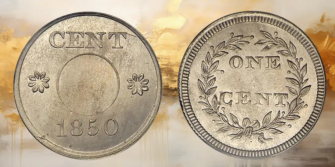 1850 pattern 1¢. J-124c, P-141. Rarity-8. Proof-66 (PCGS).