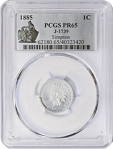 Pattern 1885 1c Cent J-1739 PCGS Proof-65 (Simpson Collection)