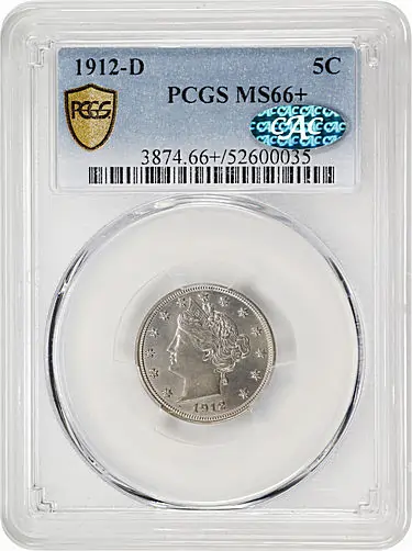1912-D Liberty Head Nickel. MS-66+ (PCGS). CAC. CMQ.