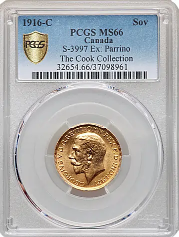George V gold Sovereign 1916-C MS66 PCGS