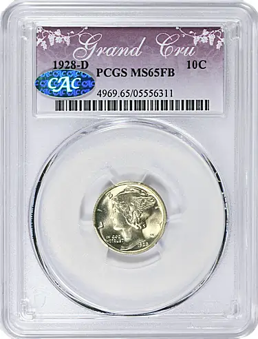1928-D Mercury Dime PCGS MS-65 FB (CAC Green)