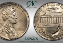 1986 Cent over Dime Double Denomination CAC MS65
