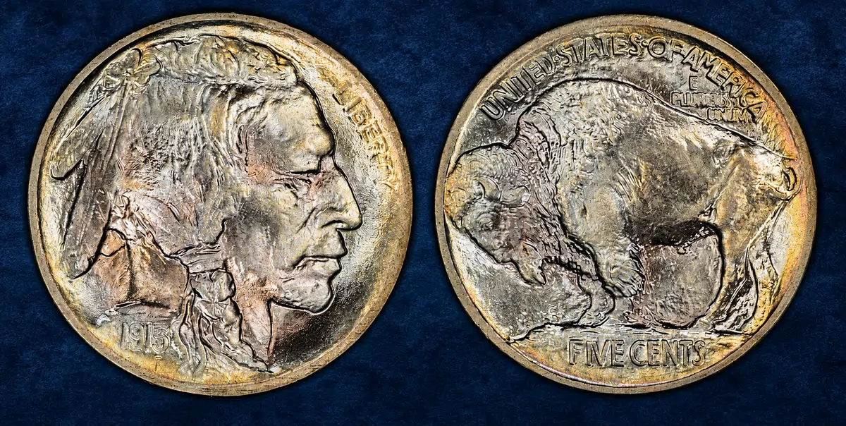 1913 Type One Buffalo nickel graded MS-68 and approved by CAC