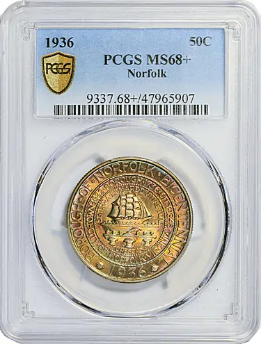 1936 Norfolk, Virginia, Bicentennial Half Dollar PCGS MS-68+