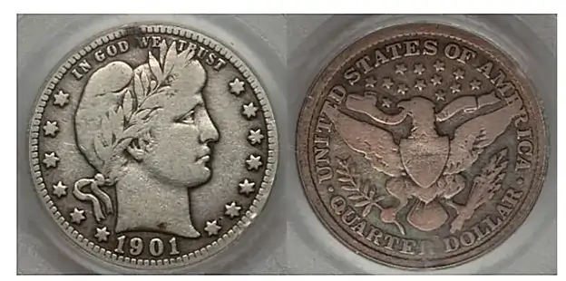 “Authenticated” Counterfeit 1901-S Barber Quarter By Jack D. Young – The Dark Side Group