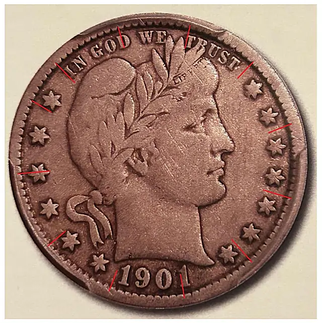 “Authenticated” Counterfeit 1901-S Barber Quarter By Jack D. Young – The Dark Side Group