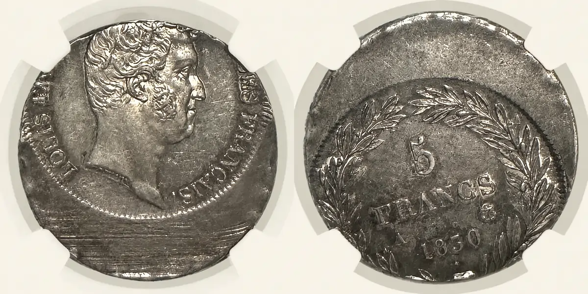 Unique 1830 French 5 Francs Off-Center Error Survived Nearly 200 Years