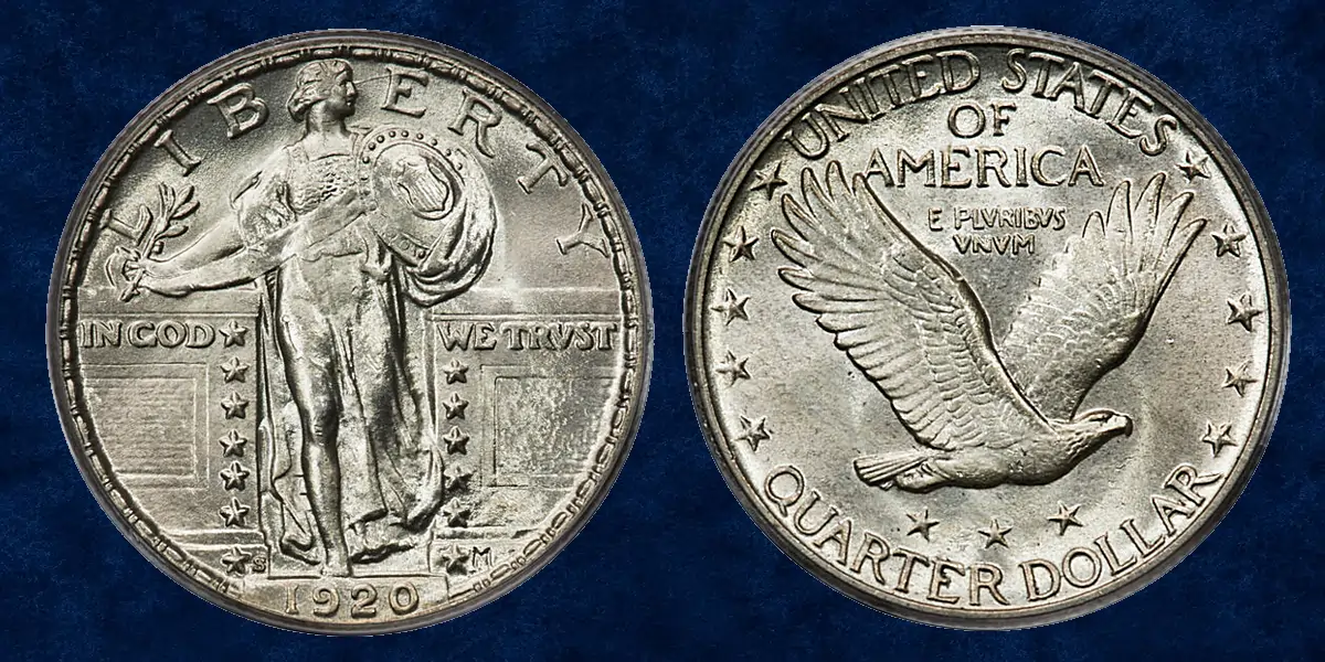 1920-S Standing Liberty quarter graded PCGS MS-65 FH and approved by CAC