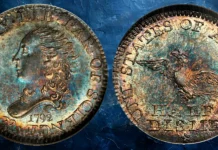 1792 Half Disme. LM-1, Judd-7, Pollock-7, the only known dies. Rarity-4. MS-68